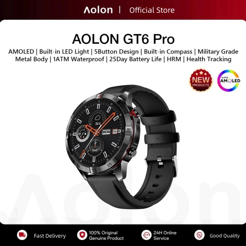 Outdoor Camping Japan - นาฬิกาอัจฉริยะ Aolon GT6 PRO สำหรับทหาร พร้อมเข็มทิศ