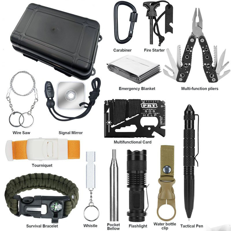 Outdoor Camping Adventures - ชุดอุปกรณ์ฉุกเฉินพกพาขนาดกะทัดรัด ทนทานต่อแรงกระแทก สำหรับการเอาชีวิตรอด ยี่ห้อ Hongrui เหมาะสำหรับตกปลา