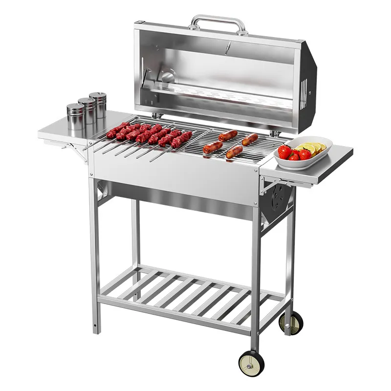 Outdoor Camping Bbq - ชุดเตาถ่านบาร์บีคิวแบบพกพา สเตนเลสสตีล รูปผีเสื้อ สำหรับใช้งานกลางแจ้ง สำหรับบาร์บีคิวสไตล์อเมริกัน แคมป์ปิ้ง