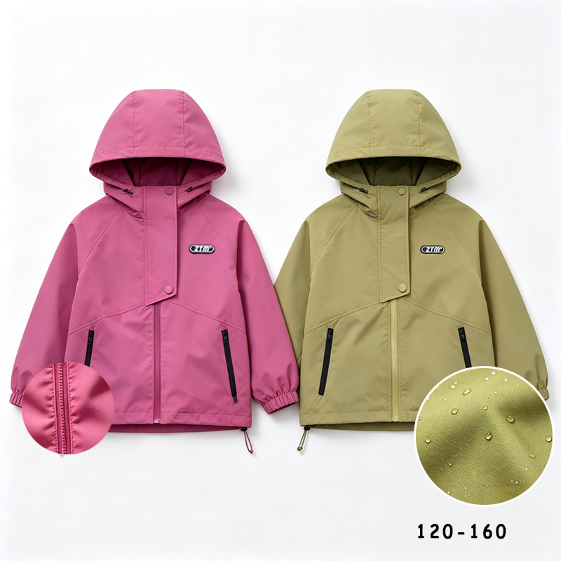 Outdoor Camping Kids Activities - เสื้อแจ็คเก็ตเดินป่าแบบยูนิเซ็กซ์ กันน้ำ สำหรับเด็ก ฤดูใบไม้ร่วง เสื้อกันลมกลางแจ้ง มีฮู้ด