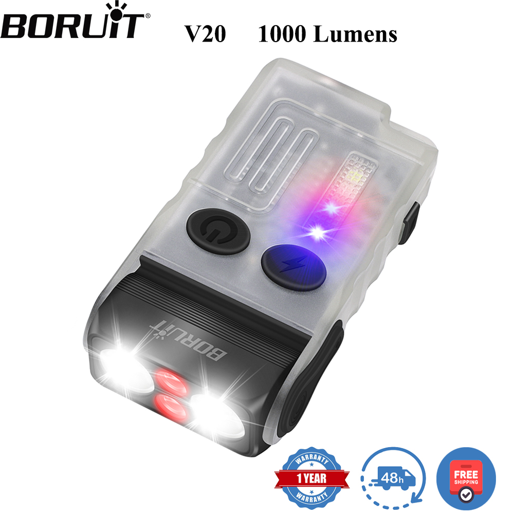Headlamp - BORUiT V20 ไฟฉายพวงกุญแจ LED พร้อมเสียงเตือน ไฟฉายแบบหมุนได้