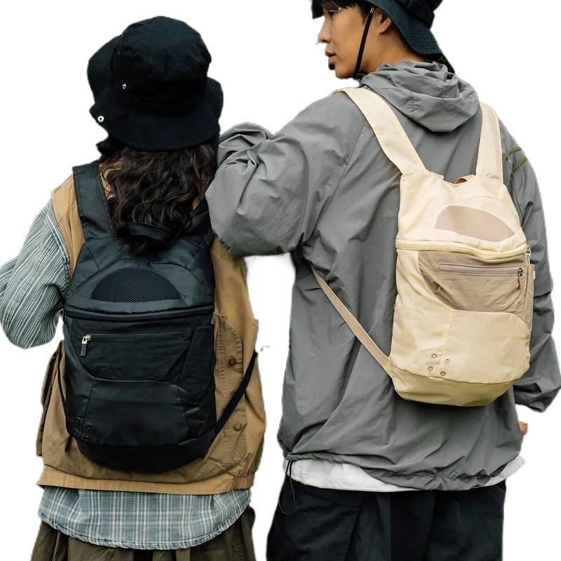 Outdoor Camping Backpack - กระเป๋าเป้สะพายหลังเดินป่ากลางแจ้งสำหรับผู้ชาย ไนลอนน้ำหนักเบาพิเศษ กระเป๋าเดินทางบนภูเขาแบบลำลอง ดีไซน์เรียบง่ายทันสมัย กระเป๋าเป้แคมป์ปิ้งน้ำหนักเบา