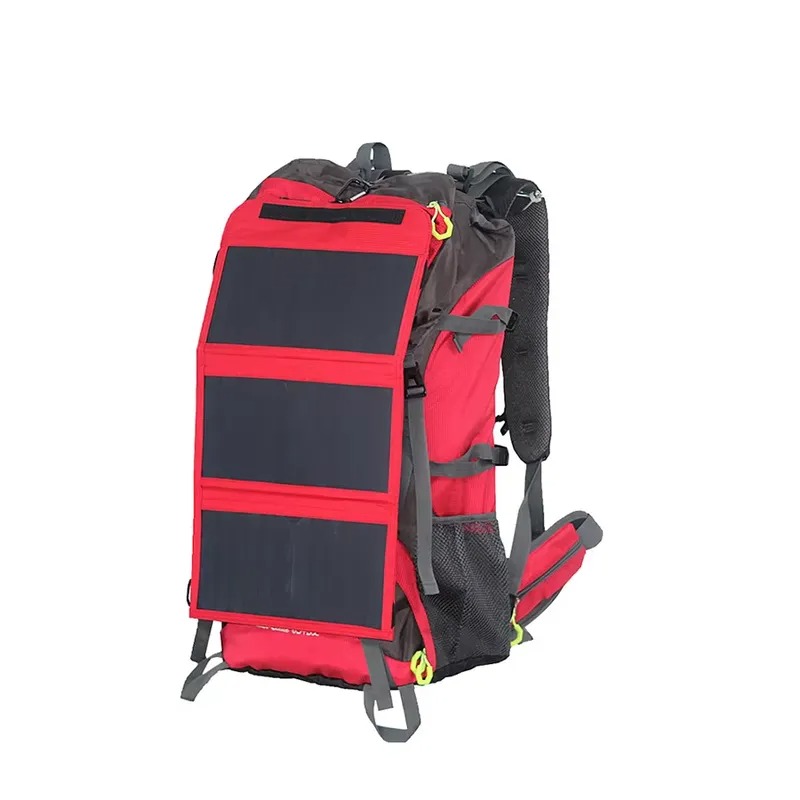 Outdoor Camping Backpack - กระเป๋าเป้สะพายหลังติดแผงโซลาร์เซลล์อัจฉริยะ 2026Custom ขนาด 68 ลิตร 20
