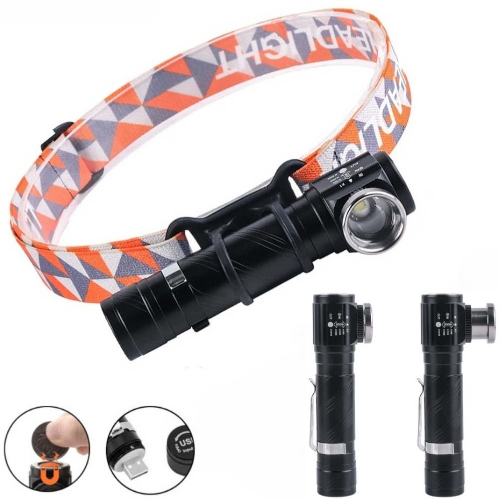 Headlamp - หลอดไฟ LED สว่างพิเศษ 90 ° ไฟฉายคาดศีรษะแบบซูมได้