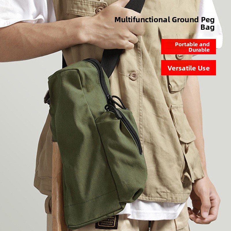 Outdoor Camping Gear Brands - กระเป๋าเก็บสมอบกเต็นท์แคมป์ปิ้งแบบพกพา ชุดอุปกรณ์เสริมค้อน อุปกรณ์เดินทางกลางแจ้ง สมอบกหกเหลี่ยมลายเพชร แบรนด์ DIY