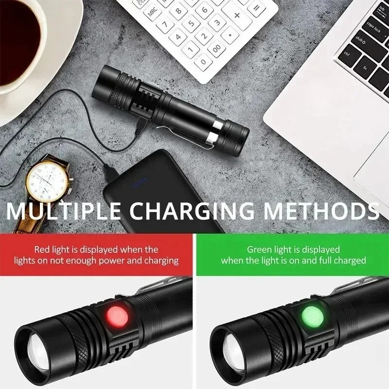 ไฟฉายแบบชาร์จได้ T6 ใช้แบตเตอร - Outdoor Camping Adventures บทวิจารณ์และราคา