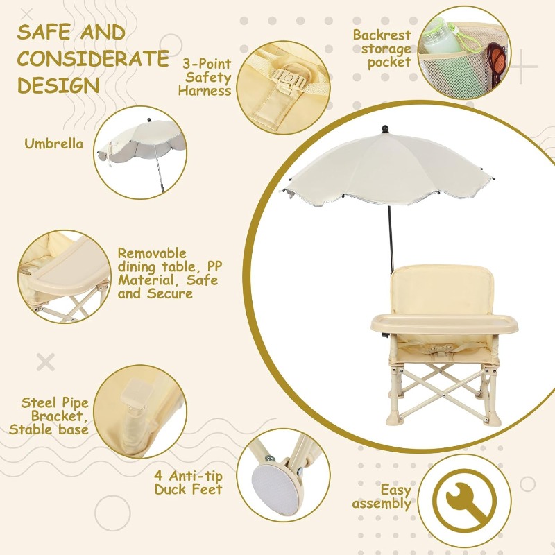 เก้าอี้ชายหาดสำหรับเด็กพร้อมร่ - Outdoor Camping Umbrella บทวิจารณ์และราคา