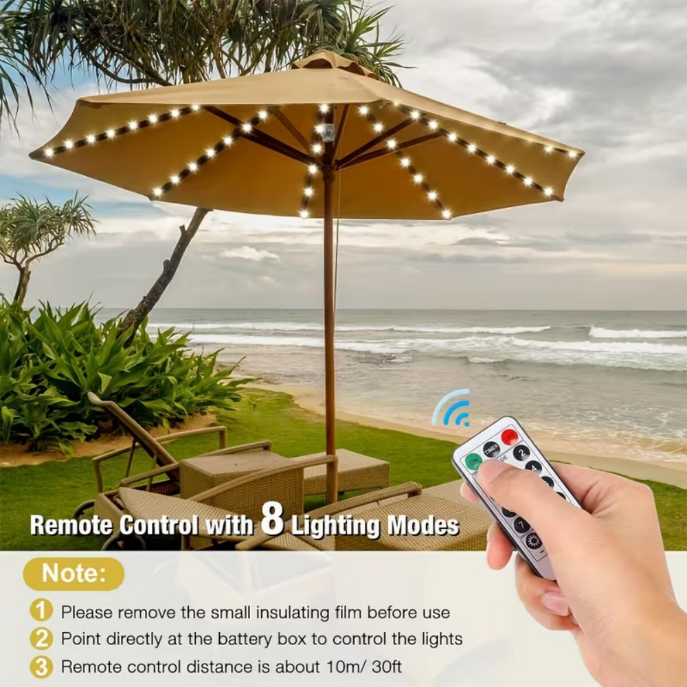 1PC ร่มกลางแจ้งไร้สาย 104LED พ - Outdoor Camping Umbrella บทวิจารณ์และราคา