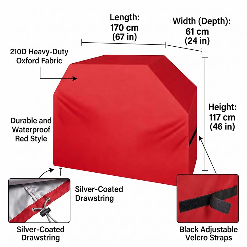 ผ้าคลุมเตาย่างบาร์บีคิว 210D ก - Outdoor Camping Bbq บทวิจารณ์และราคา