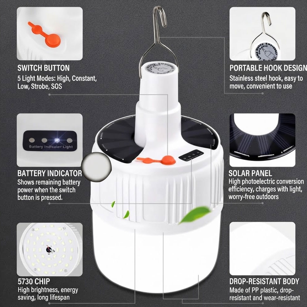ไฟโซลาร์เซลล์ USB LED สำหรับใช - Outdoor Camping Light Ideas บทวิจารณ์และราคา