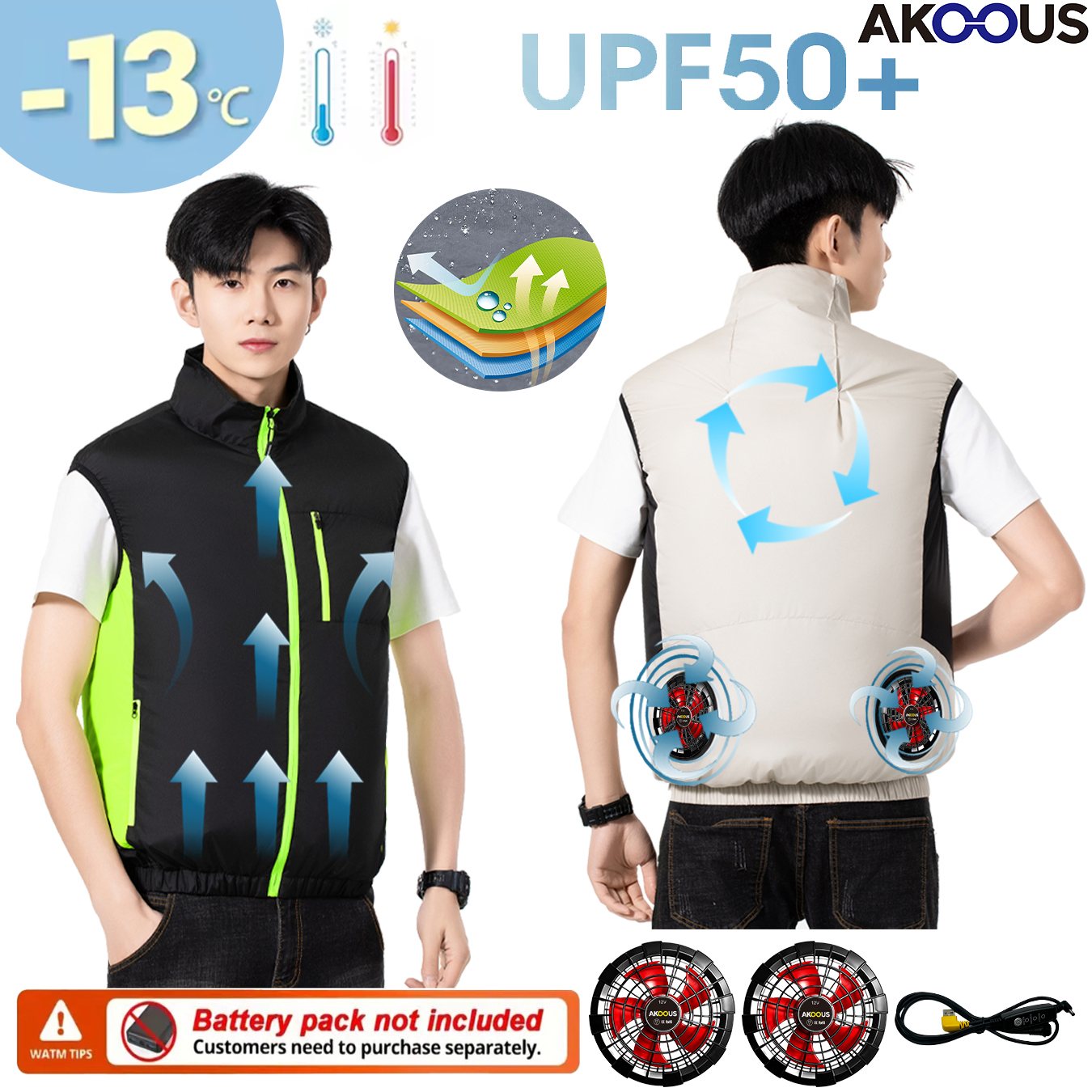 เสื้อกั๊กทำความเย็น 12V 5V USB - Outdoor Camping Air Conditioner บทวิจารณ์และราคา