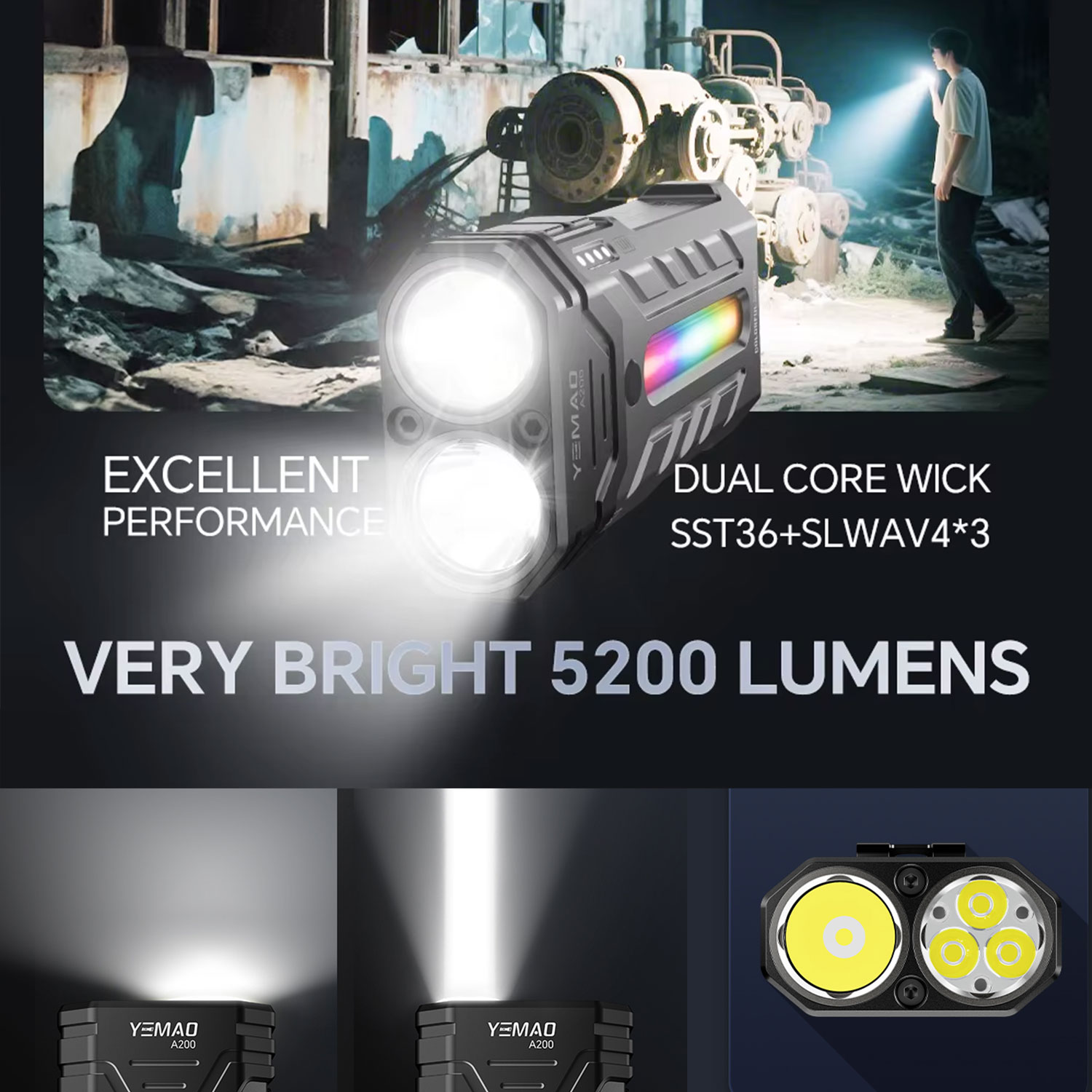 ไฟฉาย LED RGB แบบพกพาอเนกประสง - Outdoor Camping Adventures บทวิจารณ์และราคา